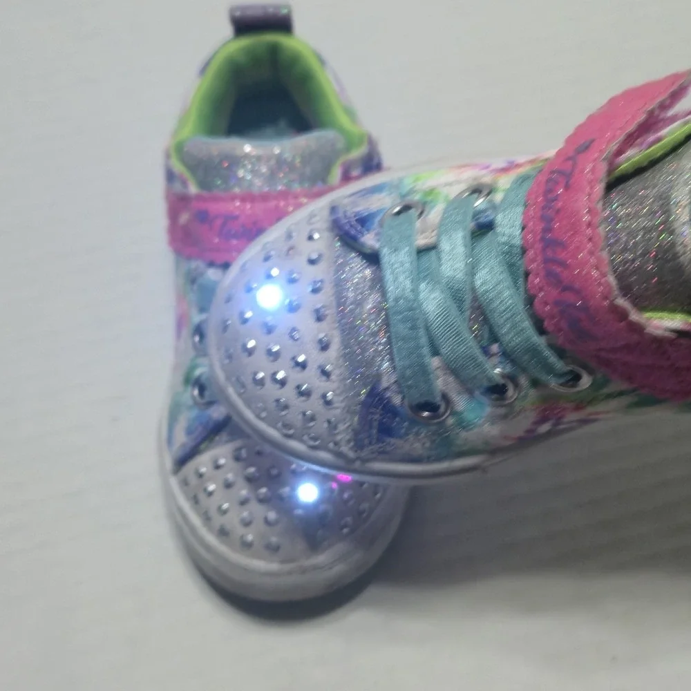 Twinkle Toes Light-Up Skechers Tie-Dye Shoes Strap Sneakers Girls‎ Sz 7 314841N
